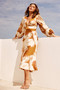 In Full Swing Midi Dress - Brown Multi | Sage and Paige AUS.