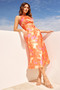 Happy Feelings Satin Midi Dress - Tangerine Multi | Sage and Paige AUS.