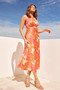 Happy Feelings Satin Midi Dress - Tangerine Multi | Sage and Paige AUS.