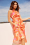 Happy Feelings Satin Midi Dress - Tangerine Multi | Sage and Paige AUS.