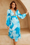 In Full Swing Midi Dress - Blue Multi | Sage and Paige AUS.
