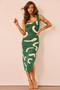 Attached Knit Midi Dress - Forest Green
