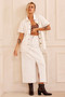Future Face Denim Midi Skirt - White | Sage and Paige AUS.