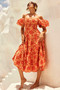 Betty's Garden Midi Dress - Orange Multi | Sage and Paige AUS.