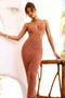 Lost In Lights Crochet Midi Dress - Tan | Sage and Paige AUS.