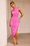 Caught In One Moment Midi Dress - Hot Pink | Sage and Paige AUS.