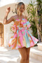 Falling Petals Mini Dress - Aqua Multi | Sage and Paige AUS.