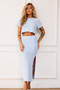 Waves Of Wonder Knit Midi Skirt - Pale Blue | Sage and Paige AUS.