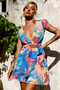 Marbella Mini Dress - Blue Multi | Sage and Paige AUS.
