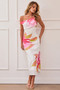 Petal Whisper Midi Dress - Pink Green