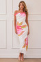 Petal Whisper Midi Dress - Pink Green
