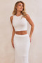 Riviera Rose Knit Crop Top - White