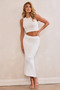 Riviera Rose Knit Midi Skirt - White