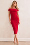 Terracotta Whisper Midi Dress - Red