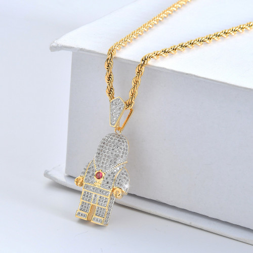 Cute Astronaut Spaceman Pendant Pendant Micro-set Zircon Hip-hop Pendant Men's Hipster Necklace
