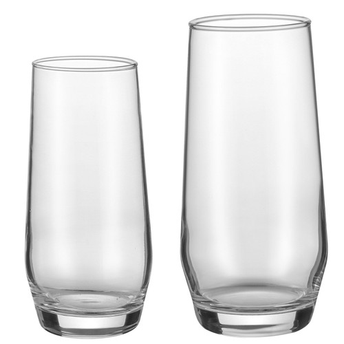 Drinking Glasses Set, 16-Piece Crystal Glass Cups, Elegant Mixed Glassware Set, with 8 Pcs 18.26 Oz Highball and 8 Pcs 11.5 Oz Cocktail Drinkware for Kitchen, Beer, Smoothie, Juice, Soda, Wine
