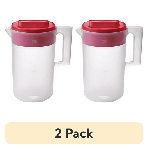 (2 pack)Simply Pour Clear/Red Pitcher Plastic 1 gal