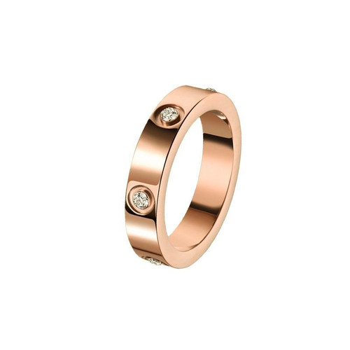 Card family with the same six diamonds a word titanium steel men and women's rings fashion elegant temperament diamond stainless steel ring jewelry
