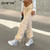 Shirring Long Women's Pants Solid Fashion Streetwear Slacks Pleated Trousers For Girls Drawstring Casual Autumn 2021 Bottom Chic