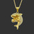 Men's And Women's Rhinestone-encrusted Boxing Shark-shaped Pendant Necklace