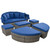 GO Outdoor rattan daybed sunbed with Retractable Canopy Wicker Furniture, Round Outdoor Sectional Sofa Set, Gray Wicker Furniture Clamshell Seating with Washable Cushions, Backyard, Porch, Blue