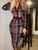Chic Long Sleeve Bodycon Dress in Plaid - Women's Trendy Apparel