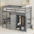 TWIN LOFT BED WITH DESK AND WARDROBE FOR GREY COLOR
