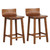 Wood Bar Stools Set of 2 with Solid Back and Seat