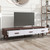U-Can Modern TV Stand with 3 Drawers Adorned with Embossed Patterns for 65+ Inch TV, Rectangle Entertainment Center with Ample Storage Space for Living Room, Brown+White