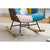 Modern Patchwork Accent Chair with Solid Wood Armrest and Feet, Mid-Century Modern Accent Sofa, Fabric Sofa Chair for Living Room Bedroom Studio, Comfy Side Armchair for Bed