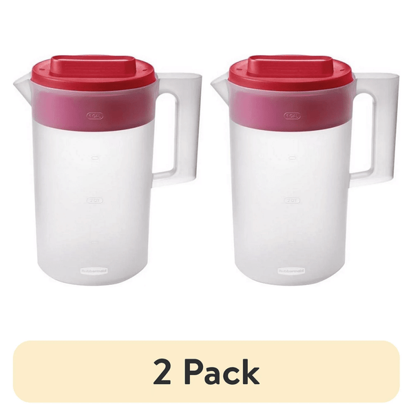 (2 pack)Simply Pour Clear/Red Pitcher Plastic 1 gal