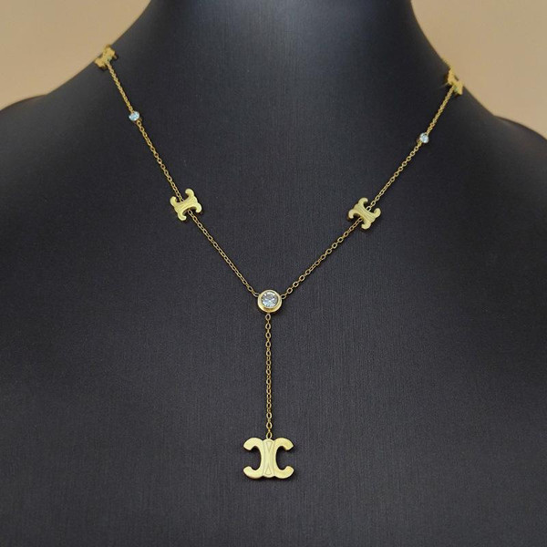 French new Arc de Triomphe shape simple trend titanium steel necklace plating 18K real gold personalized necklace wholesale
