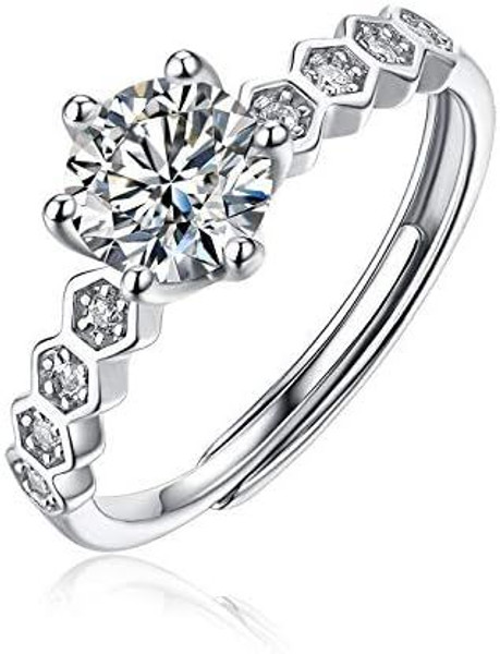 Moissanite Nine star Ring 925 silver ring adjustable