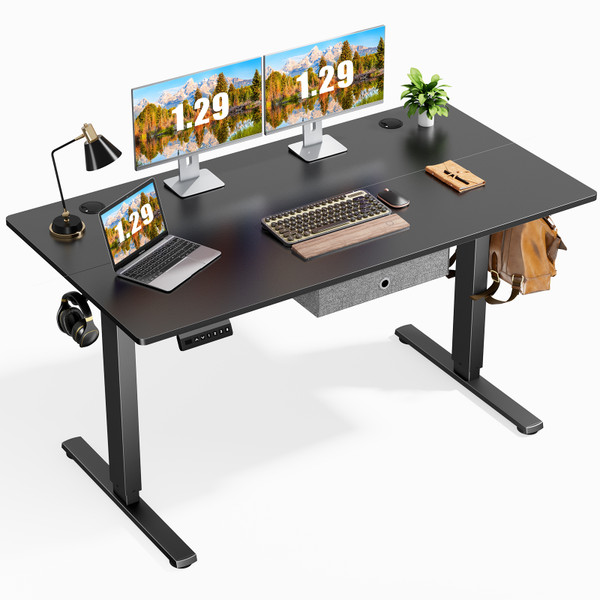 Sweetcrispy Electric Standing Desk with Drawer Adjustable Desk Ergonomic Rising Desk Computer Workstation,55 x 24 Inches Black
