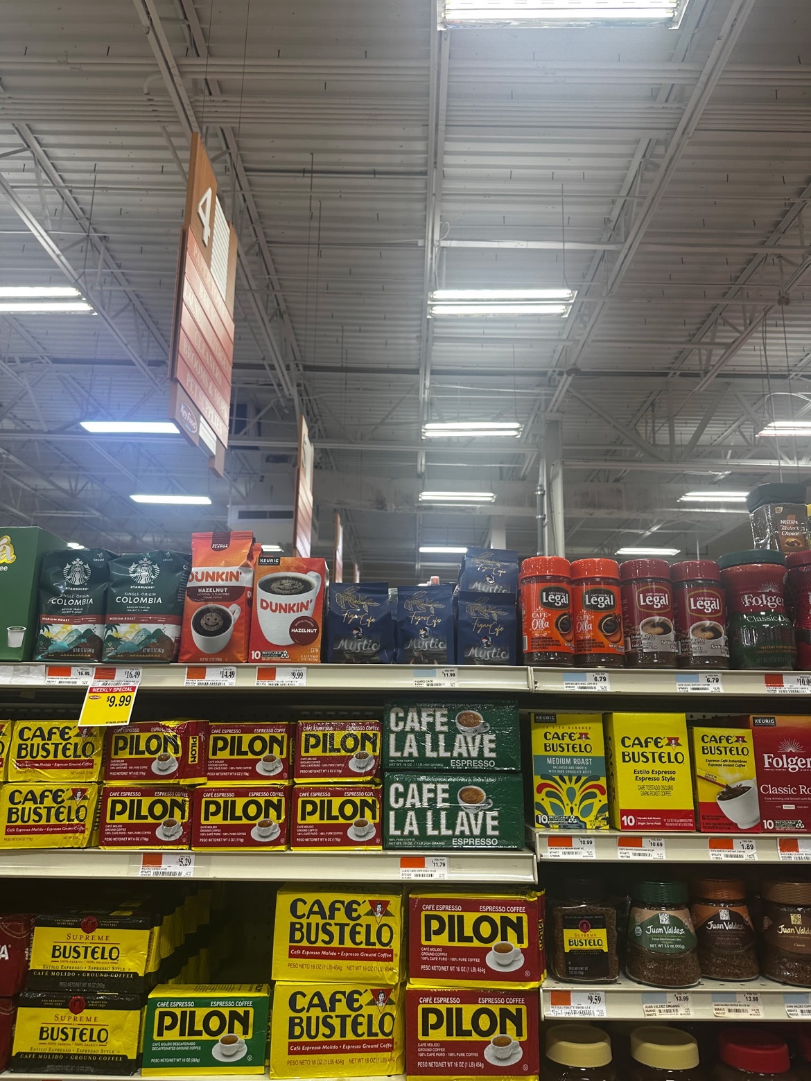 Coffee aisle at Key Food Supermarket