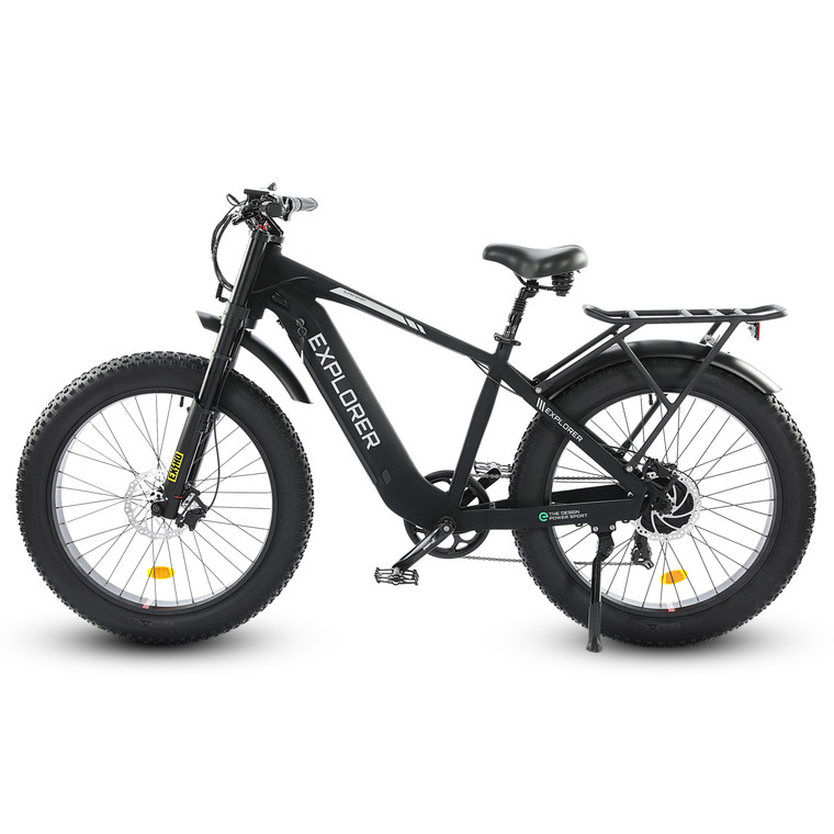 Ecotric Explorer 26 inches 48V Fat Tire Electric Bike with Rear Rack side view