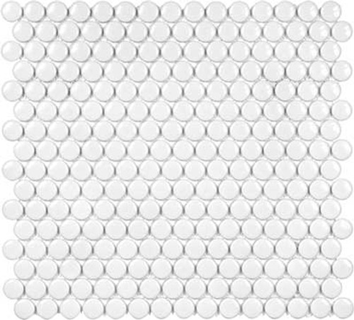 3/4 Inch Soho Penny Round Porcelain Mosaic Tiles | Glossy White