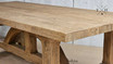 Detail of the table’s corner, emphasizing the chunky top and quality oak construction
