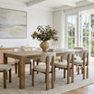 A centred angled view of the Hartford timber dining table with Stuttgart Chair, from Thomas and Hurley.