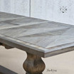 Detailed close-up of the oak parquetry top, showcasing the intricate craftsmanship