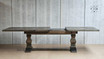 Font angle view of the table mid full extension at 3.1m, showcasing its full dining capacity.