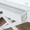 Detailed view of the Hampstead Bedside Table's drawer, showing its generous size and elegant handle
