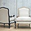 Close up composite image displaying the Cannes Louis Armchair in various finishes from different angles, showcasing its beautiful French Provincial and Hamptons silhouette