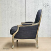Right side view of the Montpellier Armchair in black and weathered oak