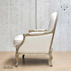 Right side view of the Montpellier Armchair in natural linen