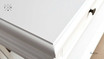 Zoomed-in view of the Hampstead Console’s white finish, displaying the texture and quality of the surface