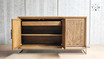 Inside view of the Darcy Oak Buffet/Sideboard, displaying the ample storage space and organized shelving