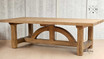 Full frontal view of the 320cm Trailbridge Canyon Oak Dining Table, showcasing its elegant design and solid oak build