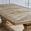 Side profile of the Darcy Oak Table, showcasing its thickness and design details