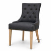 Front angled view of Thomas and Hurley's Braddock Dining Chair in Black with Natural Leg perfect for hamptons style interiors
